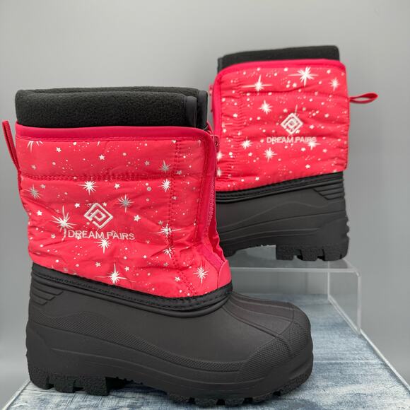 NEW DREAM PAIRS Girls Water Resistant Snow Boots Pink Size 12 - Picture 1 of 12